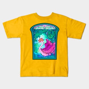 Art Nouveau window with swan Kids T-Shirt